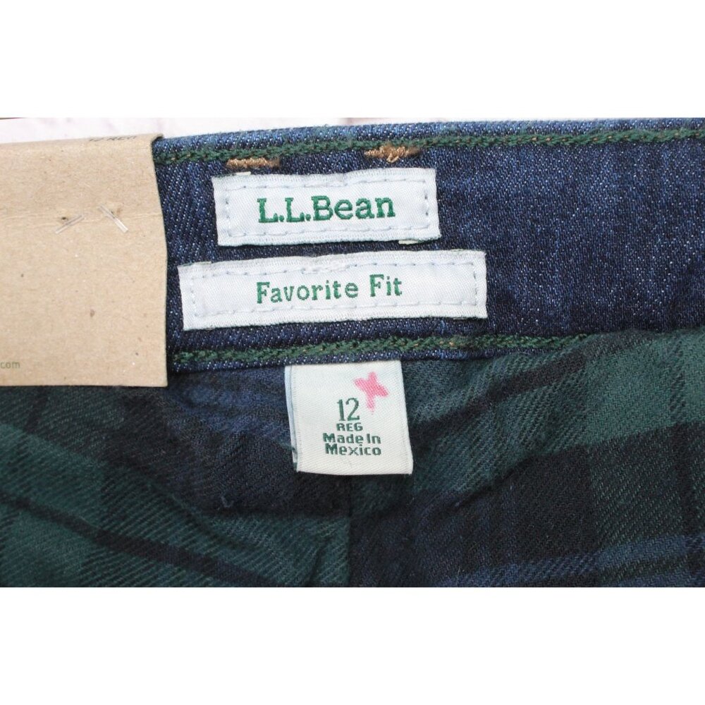 LL Bean Women’s Size 12 BeanFlex Lined Jeans Mid Rise Straight Leg Dark Wash - Picture 7 of 11